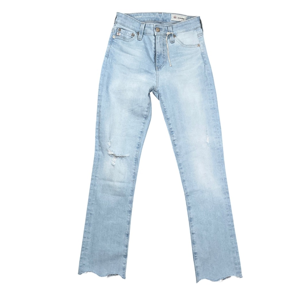 AG Adriano Goldschmied Jeans Womens 24 Blue Mari Scallop Crop Straight Distress